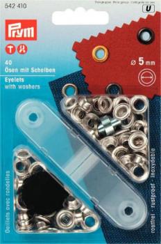 Prym Ösen und Scheiben Ø 5 mm Silberfarbig 542410